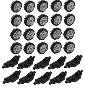☀️NEW LEGO Lot of 50x Wheels Tires  24mm D. x 8mm Offset Tread with Black Axle - Picture 1 of 2