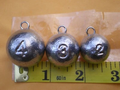 9 piezas. PINKERS DE BOLA DE CAÑÓN 2, 3, 4 OZ. CON OJO DE ACERO INOXIDABLE 3 CADA UNO G/CALIDAD Foto 1 de 4