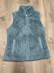 Gilet Patagonia donna blu medio Los Gatos pile zip intera tasche sfocate preppy - Foto 1 di 6