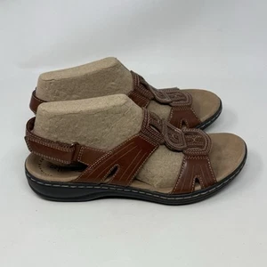 Clarks Leisa Vine Sandals Womens 8 M Brown Strappy Ankle Strap Comfort Casual - Picture 1 of 15