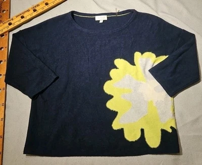 Suéter de cachemir Kinross para mujer azul medio jersey suave floral tejido de lujo  Foto 1 de 4