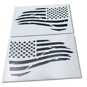 Petit autocollant décalcomanie drapeau américain 3" x 5 1/4" USA découpé noir mat discret - Photo 1 sur 7