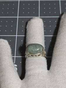 Vintage Sterlingsilber hellgrüner Ring Größe 8, 7,6 g. 925 SU Thailand. - Bild 1 von 10