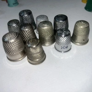 10Antique Sewing Thimbles Silver Vintage Thimble Lot Sew Craft 10 Pieces - Picture 1 of 4