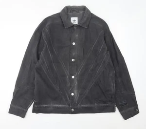 Adidas Herren Jacke schwarz Baumwolle Größe M Knopf Freizeit Streetwear - Bild 1 von 12