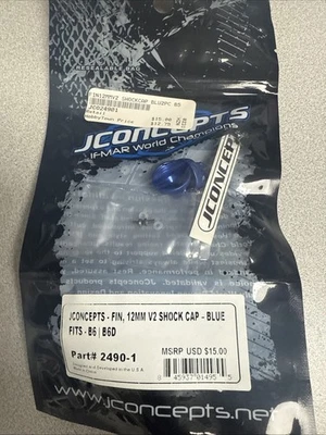 JConcepts 2490-1 Fin 12mm V2 Shock Caps Associated RC10B5 / M / T5M / SC5M NEW - Image 1 of 2