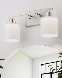Bathroom Light Fixtures 2-Light, Brushed Nickel Vanity Lights Fixtures, Moder... - Picture 1 of 8