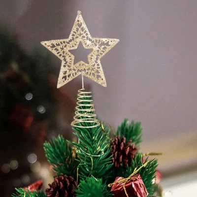  2 Pieces Tannenbaum Spitze Stern Gold Christbaumspitze Baumschmuck Weihnachten - Bild 1 von 4