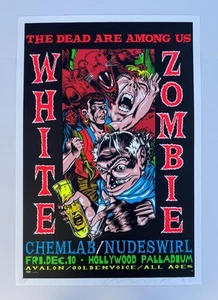 PÓSTER CONCIERTO ROCK SERIGRAFIADO TAZ WHITE ZOMBIE 1993 FIRMADO NUMERADO - Imagen 1 de 2