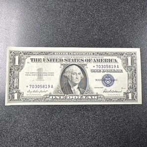 1957 Silber Zertifikat 1 $ Stern 🌟 Schein blaues Siegel / Stempelglanz - Bild 1 von 2