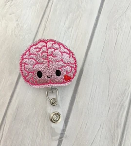 Brain Badge Reel Fun Retractable Reel Nurse Gift Fun Badge ID Reel Felt - Picture 1 of 2