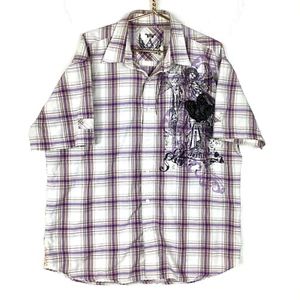 Vintage Y2K Short Sleeve Shirt Size 2XL Multicolour Plaid Attitude Gold - Picture 1 of 4