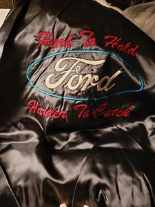 FORD "Hard to Hold, Harder to Catch" Black Satin Embr. JACKET XL - Picture 1 of 2