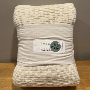 NICOLE MILLER ARTELIER Full/Queen Woven Knit Bed Blanket Color Vanilla Cream NEW - Picture 1 of 3
