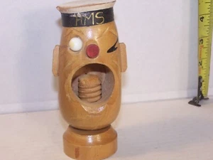 Vintage Carved Wood Nut Cracker Nutcracker HMS Her Majesty Navy Ship Sailor UK - Picture 1 of 4