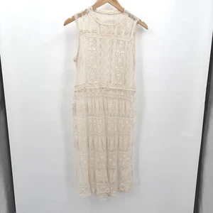 Lace Dress Sleeveless Crochet Trim Boho Cottagecore Midi Dress Sz M Gothic Retro - Picture 1 of 13