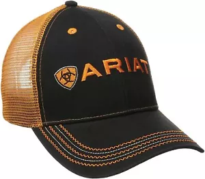 Ariat Mens Adjustable Hook And Loop Mesh Cap Hat (Black/Orange, One Size) - Picture 1 of 2