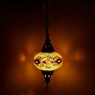 Lustre suspension plafonnier mosaïque Turque marocain luminaire lampe-ampoul - Photo 1/4