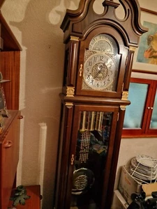 ANTIQUE MOON DIAL " EDINBURGH " MAHOGANY GRANDFATHER/LONGCASE CLOCK - Picture 1 of 4