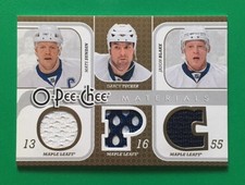 SUNDIN,TUCKER,BLAKE (TORONTO)  08-09 OPC OPC MATERIALS TRIPLE JERSEY CARD 3M-SBT