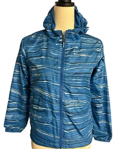 Columbia Jacket Girls Size Medium 10/12 Blue Hoodie Full Zip Reversible - Picture 1 of 13