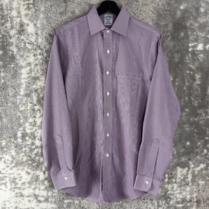 Camicia Brooks Brother taglia 15-34 Supima cotone a scacchi bottoni manica lunga colletto - Foto 1 di 8