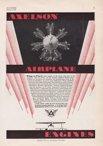 1929 Axelson Aircraft Engine Ad 10/23/2024f - Picture 1 of 1