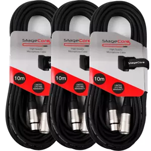 Stagecore 3 x 10 m schwarz XLR-Stecker auf Buchse Mikrofonkabel Audio Signalkabel - Bild 1 von 4