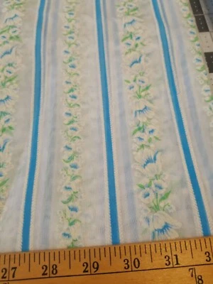 Tela floral azul flocado transparente vintage de colección fuera de servicio difícil de encontrar HSA 1+ yardas Foto 1 de 4