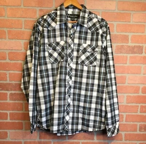 NWT Mens Plaid Western Shirt Hawks Bay Size 2XL XXL Long Sleeve Pearl Snap - Picture 1 of 6