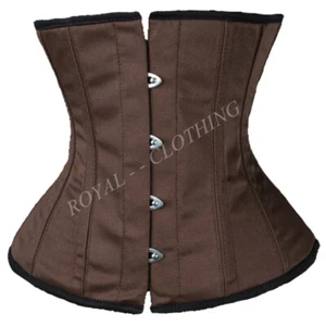Doppelte Stahl entbeint Unterbrust Baumwolle Extreme Taille Taillenkorsett braun J-8139 - Bild 1 von 3