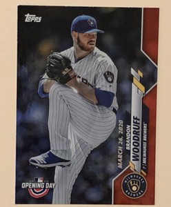 2020 Topps Opening Day Brandon Woodruff #4 Red Foil Parallel Milwaukee Brewers