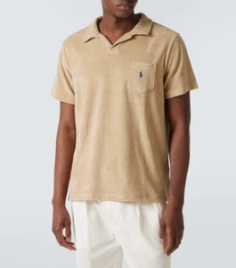 Polo Ralph Lauren Men's Cotton-blend terry polo shirt Coastal Beige Large - Picture 1 of 7