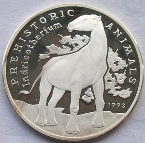Cambodia 1993 Indricotherium 20 Riels Silver Coin,Proof - Picture 1 of 2