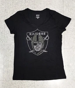 New Las Vegas Raiders Rhinestone Bling, Vneck T-Shirt Black. Womens 3XL - Picture 1 of 8