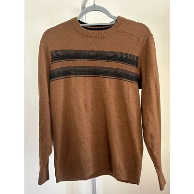 SmartWool Merino Men’s Sparwood Stripe Crew Sweater Black Brown Size Small - Image 1 of 3