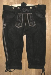 " ANGERMAIER " Trachtenhose / Trachten- Kniebund- LEDERHOSE in schwarz Gr. 54 - Picture 1 of 3