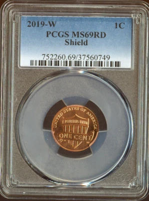 2019-W LINCOLN SHIELD CENT PCGS MS69 RED 2ND FINEST GRADE . - Image 1 of 2