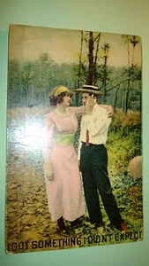 Antike " SCHÖNE DAMEN & ROMANTIK " Postkarte - gestempelt 1913. - Bild 1 von 3