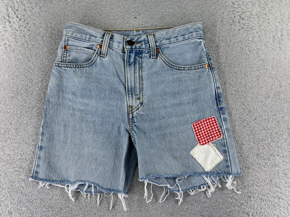 Levis Shorts Womens 24 Blue Denim Jean Cutoff Dad Jean Charlie Boy Big E 24x5 - Image 1 of 4