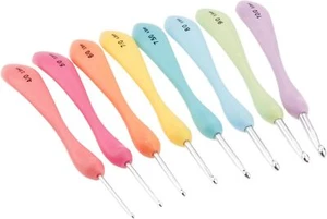 Crochet Hooks Set,Large Handle Ergonomic Grip Crochet Hook, 8PCS Aluminum Smooth - Picture 1 of 2