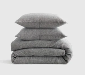 Quince European Linen Gray Chambray Duvet Cover & Sham Set! Full/ Queen (1269) - Picture 1 of 14