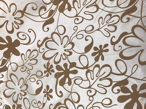 Off White Taffeta W/brown Flocking Velvet Fabric 60” Width Sold By The Yard - Picture 1 of 3