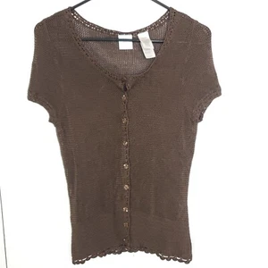 Emma James Top Womens MP Loose Knit Chocolate Grunge Y2K Feminine Scalloped Hem - Picture 1 of 8