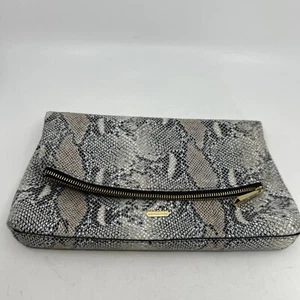 HAYDEN HARNETT Purse Snakeskin Print Clutch Fold over Leather - Picture 1 of 7