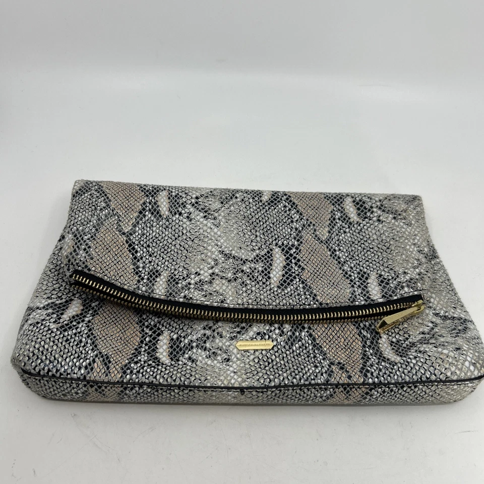HAYDEN HARNETT Purse Snakeskin Print Clutch Fold over Leather - Image 1 of 4