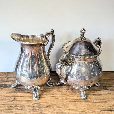 De colección - Juego de patas de azucarero Leonard ornamentado plateado, crema de 51/4", 53/4" Foto 1 de 4