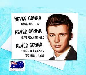 Rick Astley Rick Roll Funny Greeting Card KimWestARt - Picture 1 of 9
