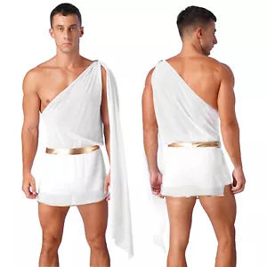 Mens Roman Toga One Shoulder Ancient Greek God Knight Warrior Cosplay Costume - Picture 1 of 25