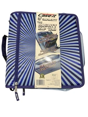 Carpeta Case-It "Mighty Zip Tab" nueva con etiquetas/3 anillos/3” capacidad * Blue Sunburst Foto 1 de 3